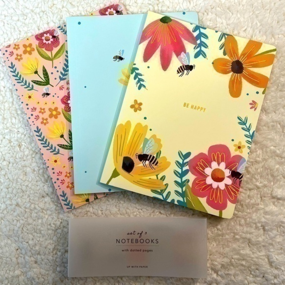 Up With Paper “Bees & Flowers” Notebook Trio